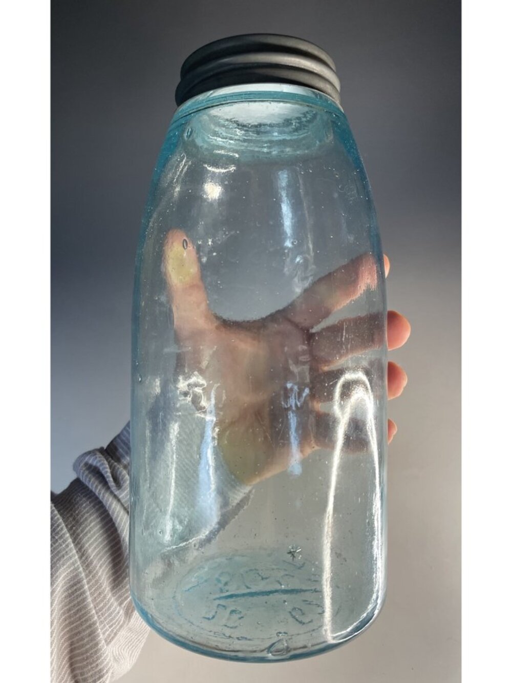 Antique Victorian Hero's Fruit Cross Mason Glass Jar Pat. 1858 19th C. Cottage